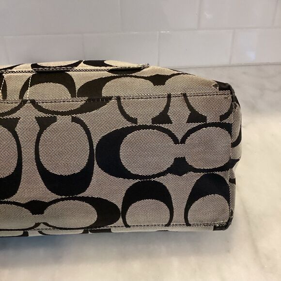 Coach Signature Jacquard Stripe Zip Top Tote Bag - Picture 8 of 14